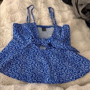 SHEIN Blue and White Floral Camisole